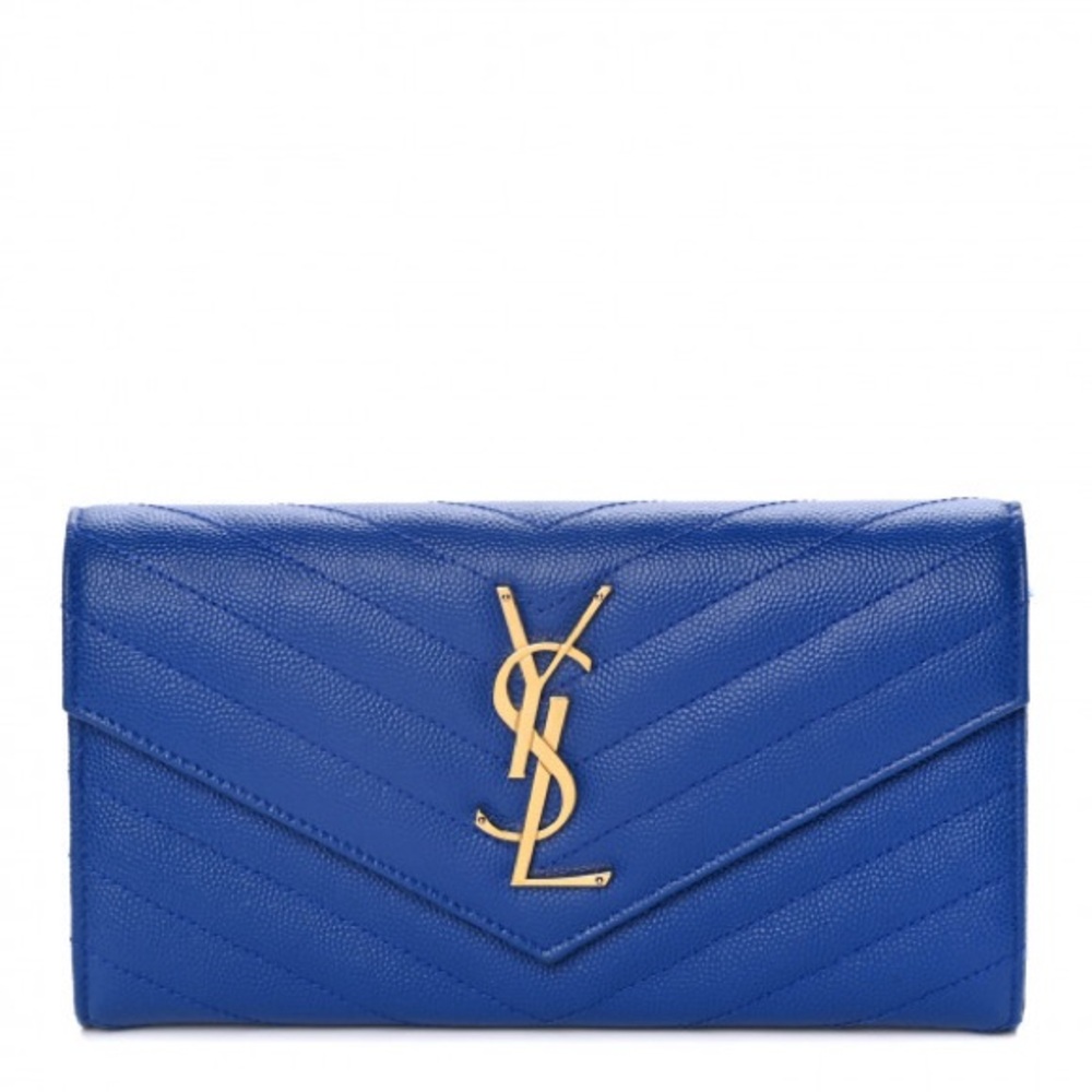 Yves Saint Laurent Vibrant Blue Leather Clutch
